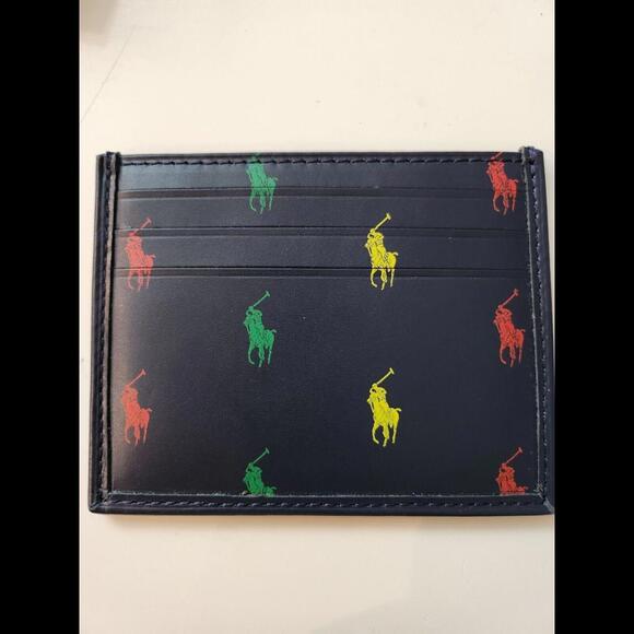 Polo Ralph Lauren Navy LEATHER PONY LOGOS IN COLOR Wallet - Picture 2 of 4
